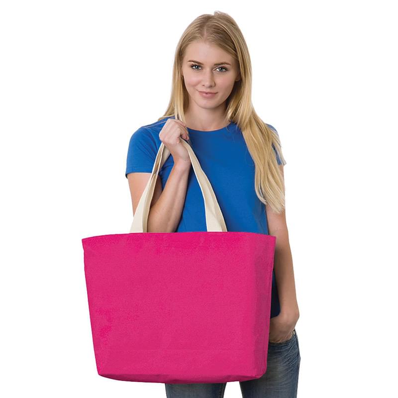 100% USA-Made Cotton Canvas Jumbo Tote Bag w/ Bottom Gusset (20" x 14" x 4")