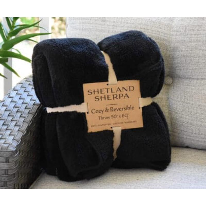 350 GSM Shetland Sherpa Blanket with Merrow stitch finish Trim 50"x60"
