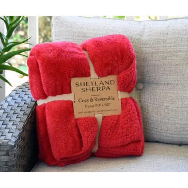 350 GSM Shetland Sherpa Blanket with Merrow stitch finish Trim 50"x60"
