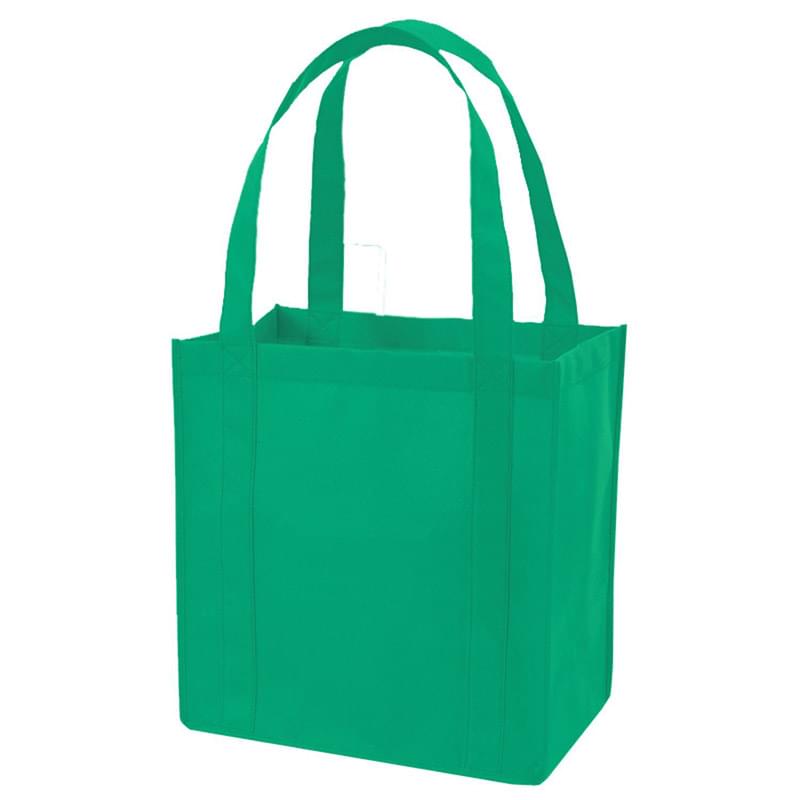 Non-Woven Shopping Tote Bag W/ Gusset & Plastic Bottom USA Decorated (12.5" x 13.5" x 8.5")