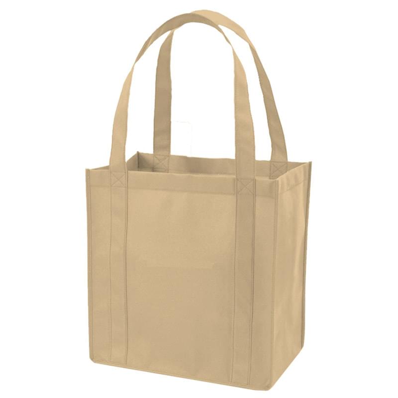 Non-Woven Shopping Tote Bag W/ Gusset & Plastic Bottom USA Decorated (12.5" x 13.5" x 8.5")
