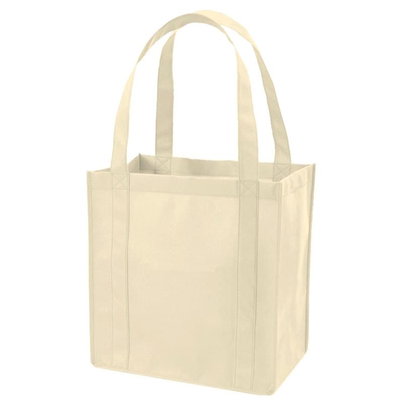 Non-Woven Shopping Tote Bag W/ Gusset & Plastic Bottom USA Decorated (12.5" x 13.5" x 8.5")