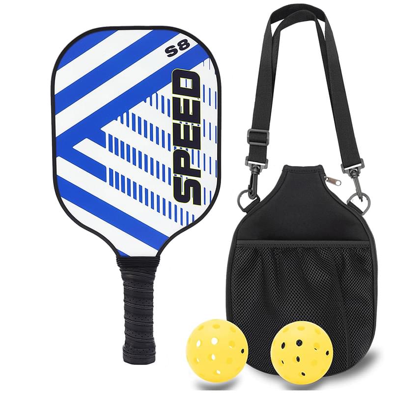 Glass Fiber Pickleball Racket Paddle & Ball Set w/ Shoulder Bag
