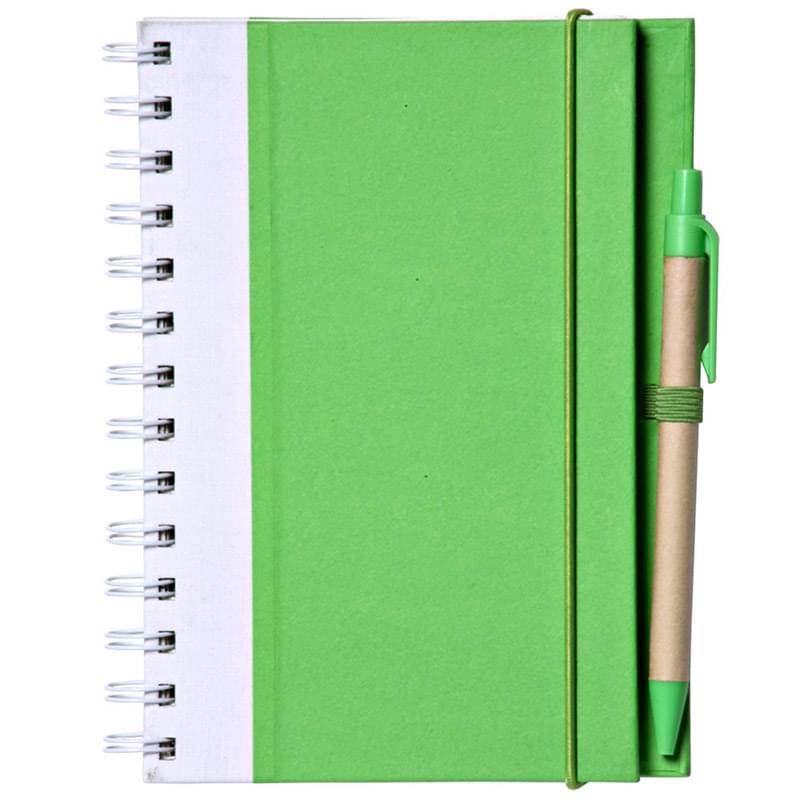 Recyclable Spiral Notebook w/ Pen Two-Tone ECO Notebooks