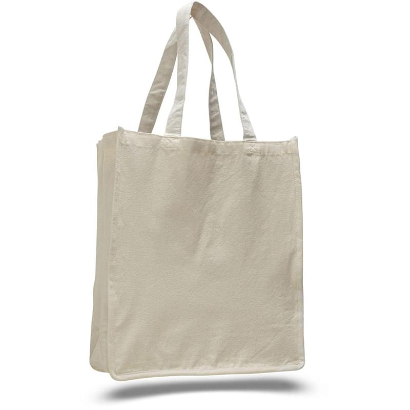 LARGE BOOK COTTON CANVAS TOTE BAG W/ REINFORCED SIDES 14"W X 17"H X 7"G