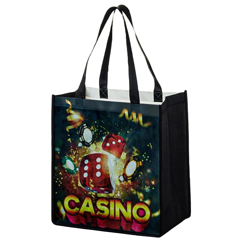 Sublimated PET Non-Woven Shopping Tote Bag w/ Gusset - 2 Sided (12" x 13" x 8")