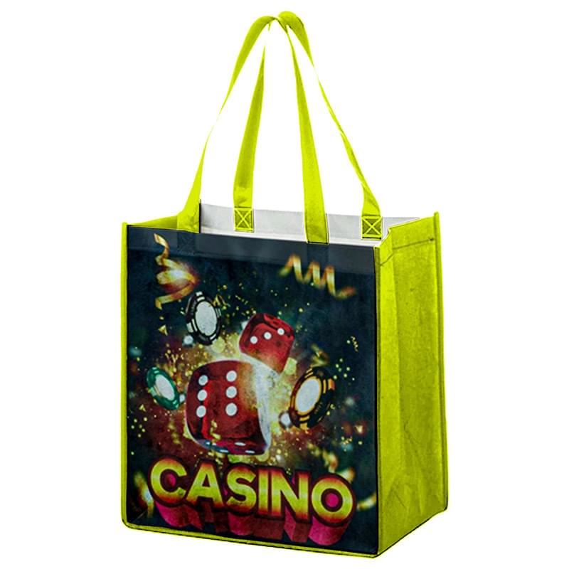 Sublimated PET Non-Woven Shopping Tote Bag w/ Gusset - 2 Sided (12" x 13" x 8")