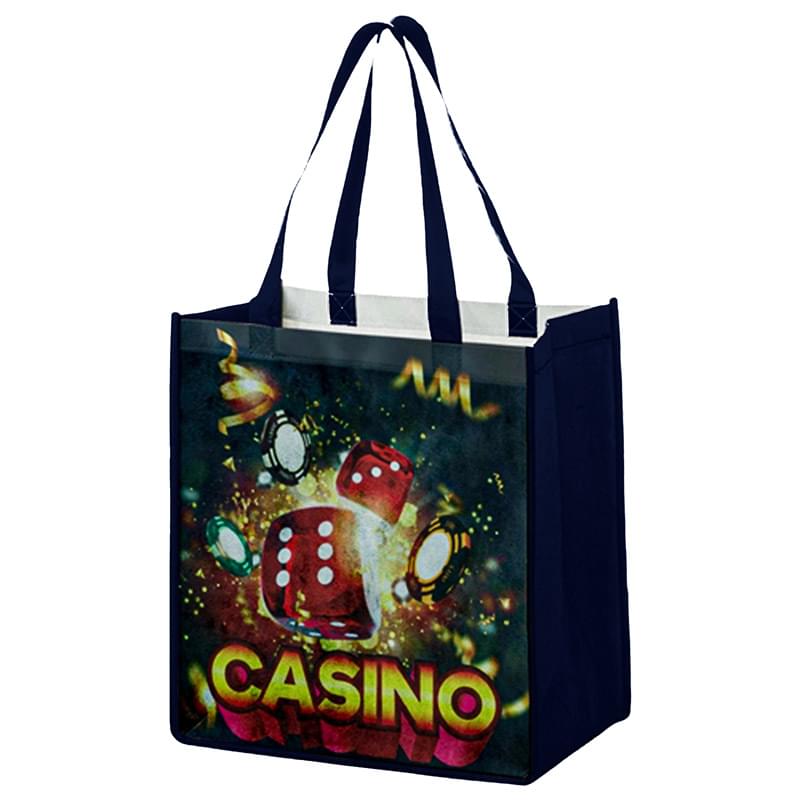 Sublimated PET Non-Woven Shopping Tote Bag w/ Gusset - 2 Sided (12" x 13" x 8")