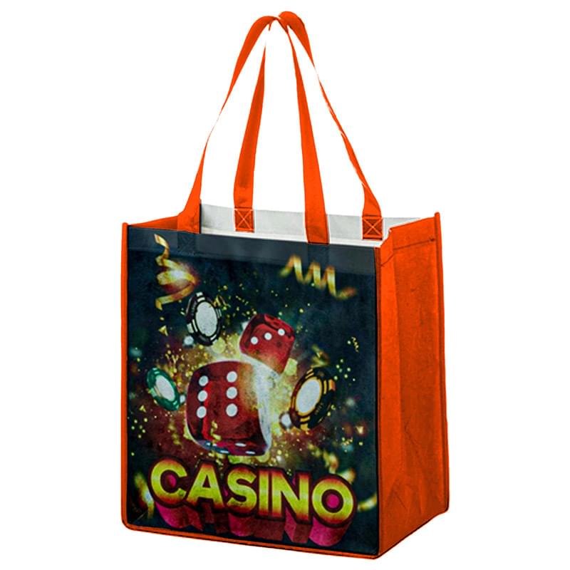 Sublimated PET Non-Woven Shopping Tote Bag w/ Gusset - 2 Sided (12" x 13" x 8")