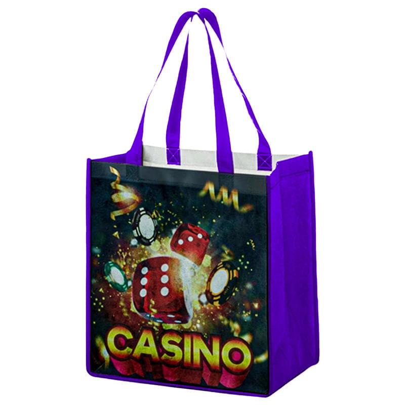 Sublimated PET Non-Woven Shopping Tote Bag w/ Gusset - 2 Sided (12" x 13" x 8")
