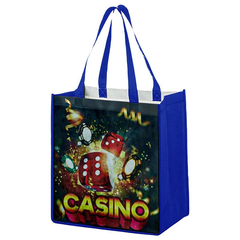 Sublimated PET Non-Woven Shopping Tote Bag w/ Gusset - 2 Sided (12" x 13" x 8")