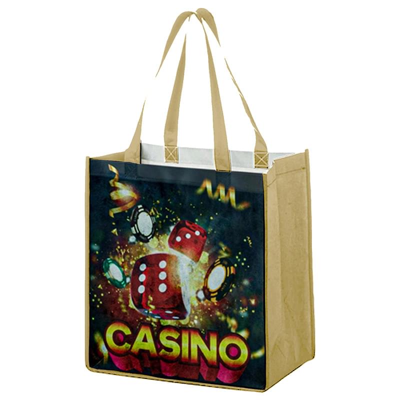 Sublimated PET Non-Woven Shopping Tote Bag w/ Gusset - 2 Sided (12" x 13" x 8")