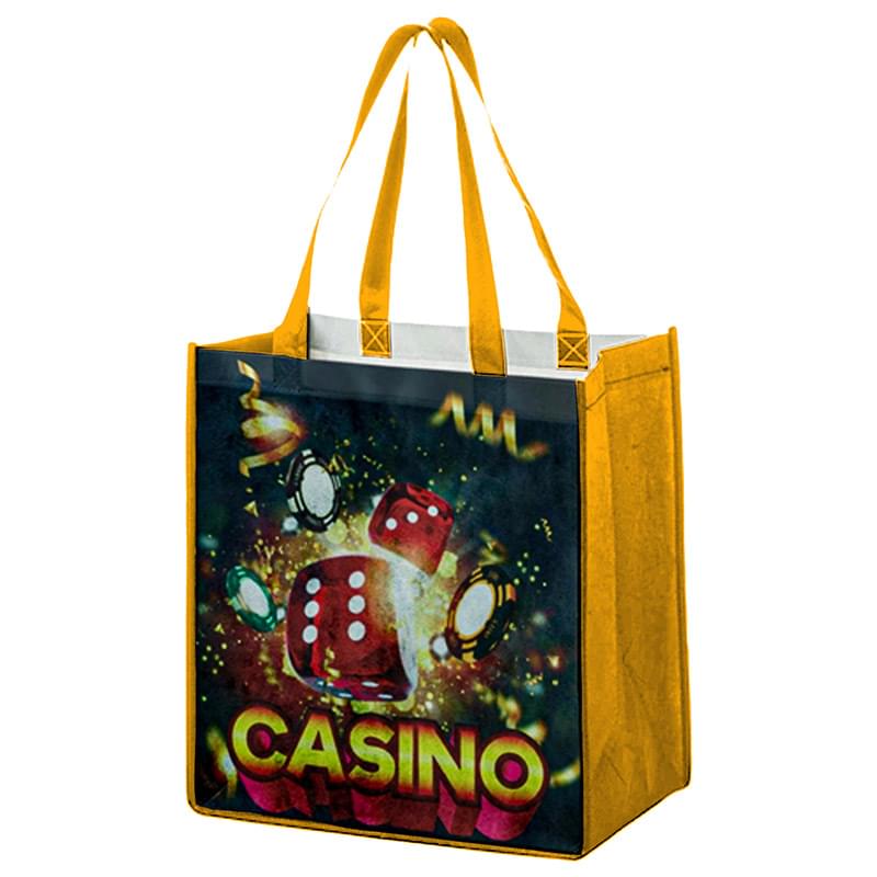 Sublimated PET Non-Woven Shopping Tote Bag w/ Gusset - 2 Sided (12" x 13" x 8")