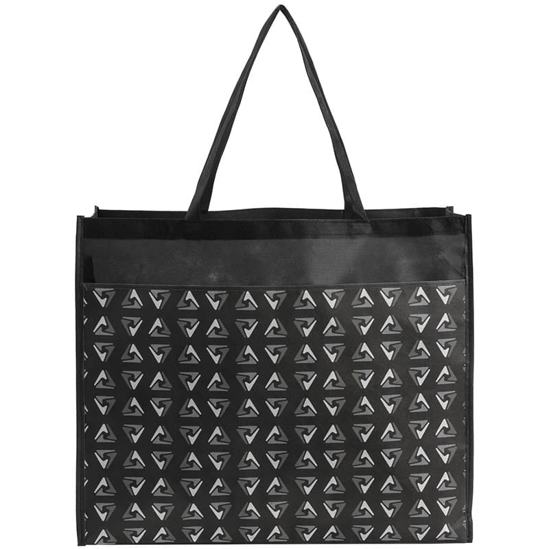 PET Non-Woven Tote Bag with Sublimated Front Pocket & Gusset (18" x 16" x 5")
