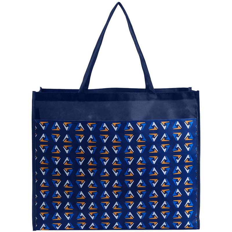 PET Non-Woven Tote Bag with Sublimated Front Pocket & Gusset (18" x 16" x 5")