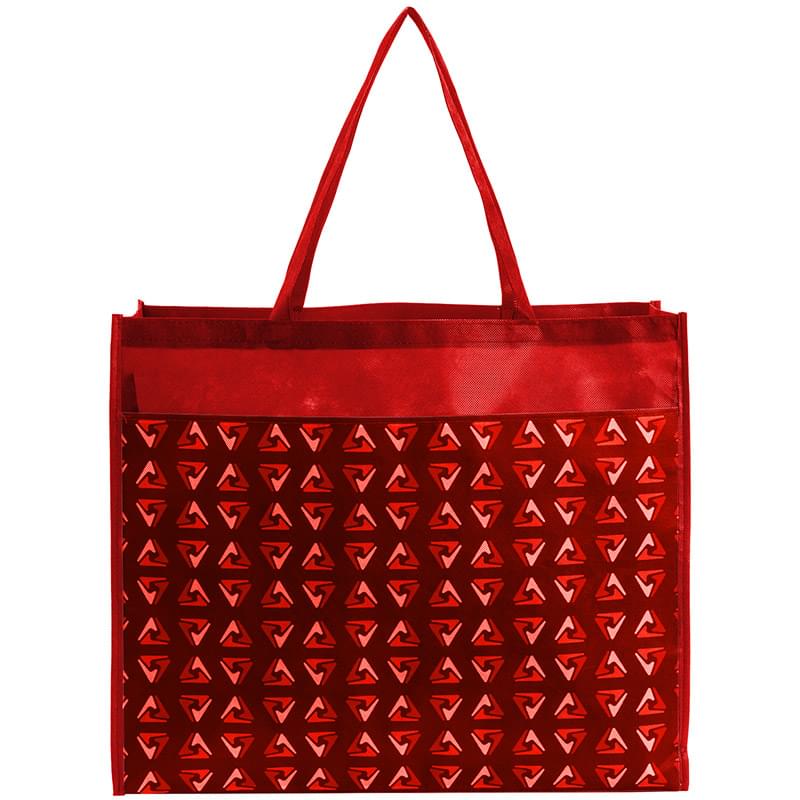 PET Non-Woven Tote Bag with Sublimated Front Pocket & Gusset (18" x 16" x 5")