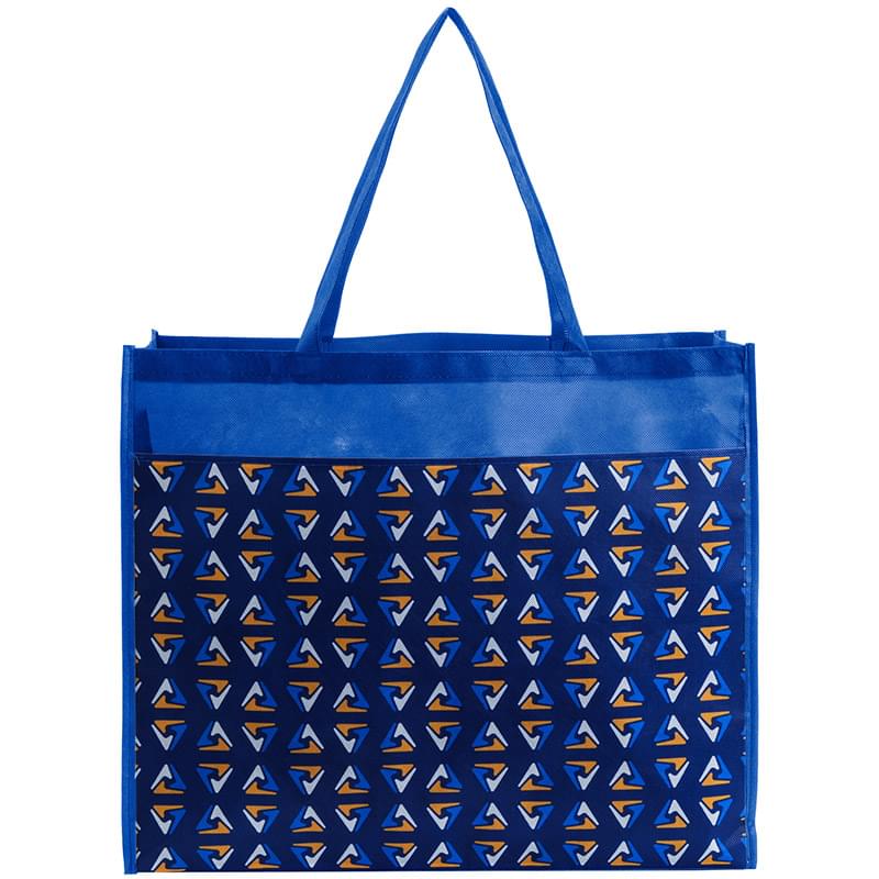 PET Non-Woven Tote Bag with Sublimated Front Pocket & Gusset (18" x 16" x 5")