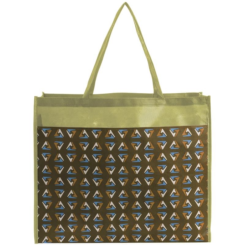 PET Non-Woven Tote Bag with Sublimated Front Pocket & Gusset (18" x 16" x 5")