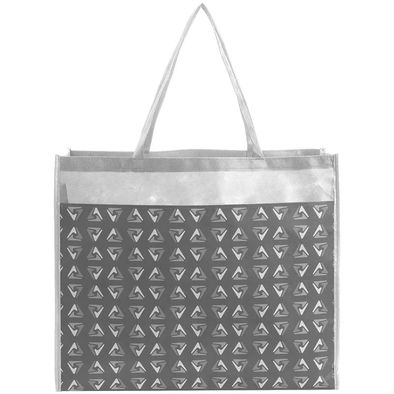PET Non-Woven Tote Bag with Sublimated Front Pocket & Gusset (18" x 16" x 5")