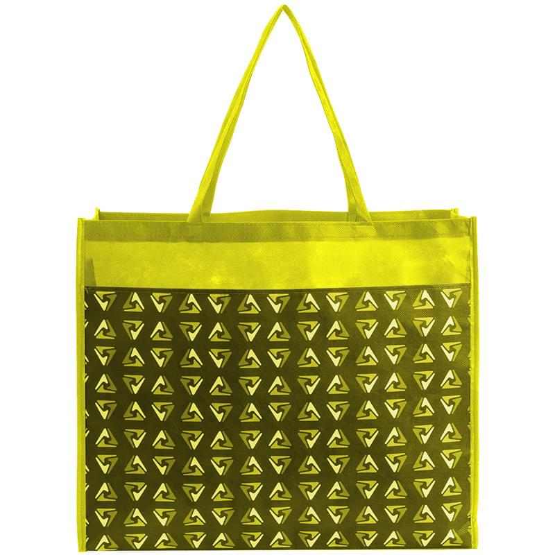 PET Non-Woven Tote Bag with Sublimated Front Pocket & Gusset (18" x 16" x 5")