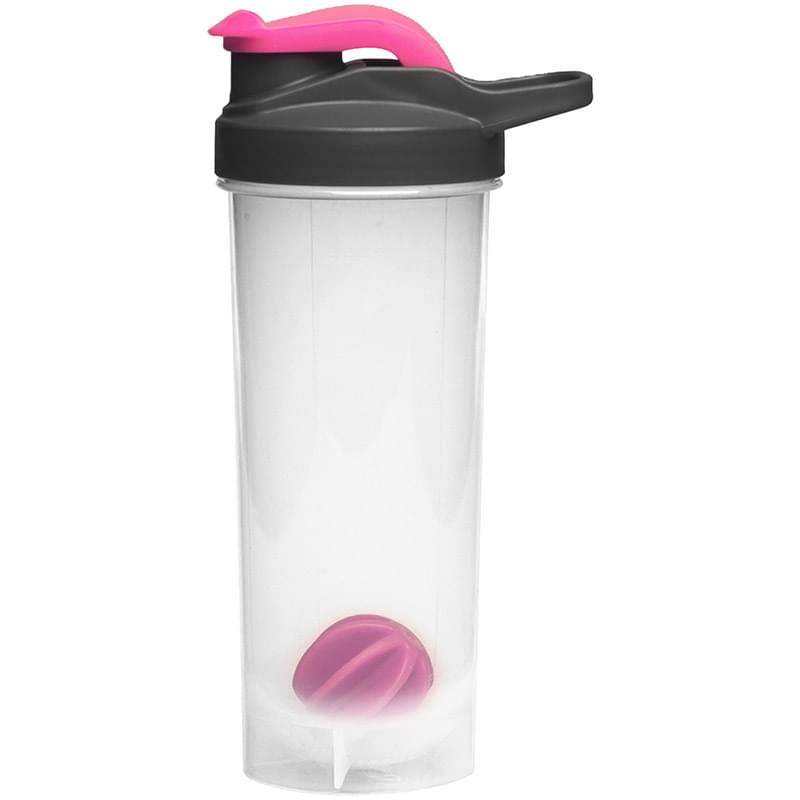 Gym Water Bottles - 24 oz. Shaker Bottle w/ Mixer & Handle