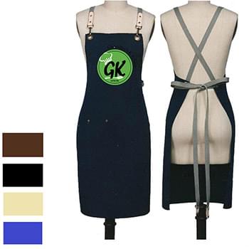 100% Cotton Canvas Kitchen Aprons w/ Detachable cross straps