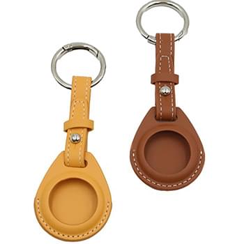 Leather AirTag Holder w/ Belt Closure & Keyring Custom Logo