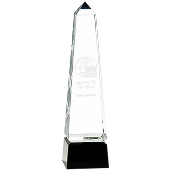 Obelisk Crystal on Black Pedestal Base Award