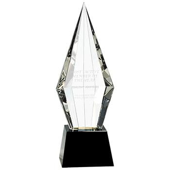Obelisk Facet Crystal on Black Pedestal Base Award