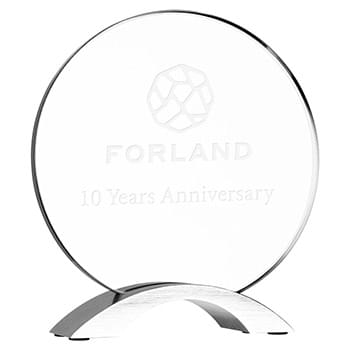 8.5" Round Cosmic Glass with Silver Base Award