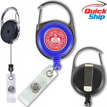 Quick Ship Full Color Carabiner Badge Reel with Belt Clip