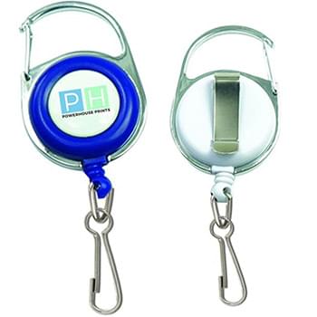 Retractable Carabiner Badge Reel w/ J-Hook & Belt clip