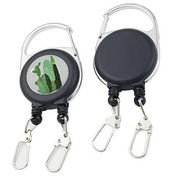 Round Carabiner Badge Reel w/ Dual Keyring