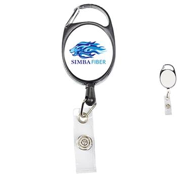 One button Recovery Oval Carabiner Badge Reel w/ Plain Back