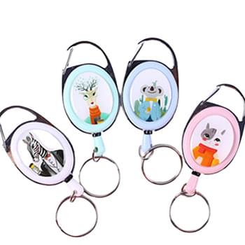 Front Concave Surface Oval Carabiner Badge Reel w/ Belt Clip
