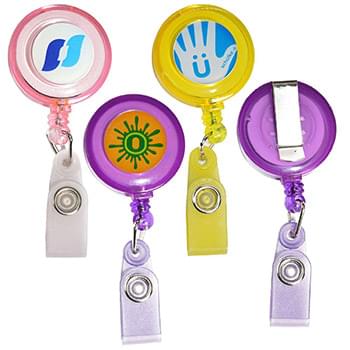 Transparent Round Badge Reel Holder w/ Match Color Strap