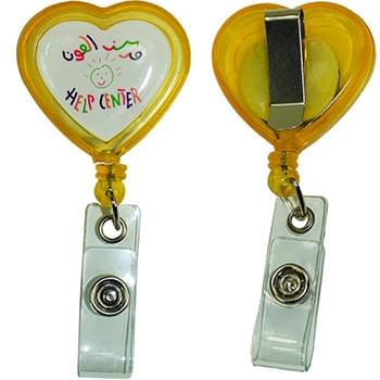 Heart Shaped Retractable Badge Reel w/ Belt Clip backing