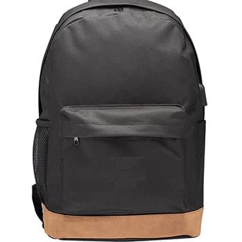 USB Port Laptop Backpack w/Side Mesh & Fabric Pocket