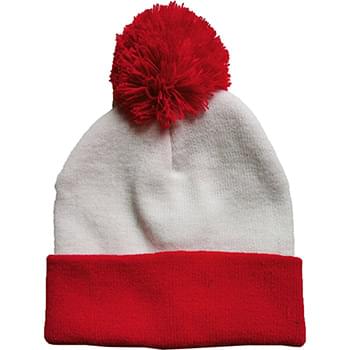 Value Knitted POM POM Cuffed Beanie