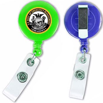 Retractable Round Badge Reel Holder w/ Belt Clip