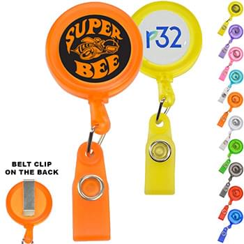 Round Transparent Badge Reel Holder w/ Match Color String & Strap