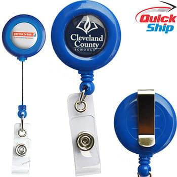Quick Ship Full Color Round Badge Reel with Belt Clip