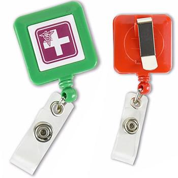 Square Retractable Badge Reel w/ Belt Clip
