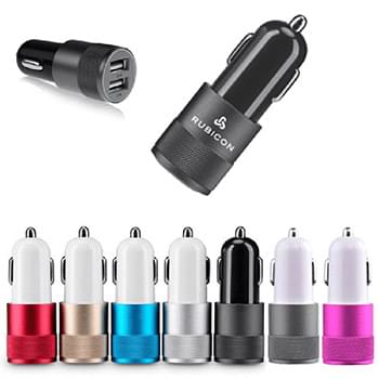 Dual Port 2.1 Amp Car Charger with Aluminum Collar