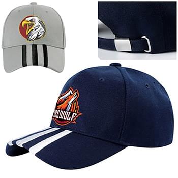 100% Cotton Full Color Mid-Striped Caps w/ Single Buckle