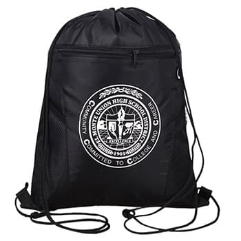 Drawstring Earphone Outlet Backpack w/ Front Zipper Bag