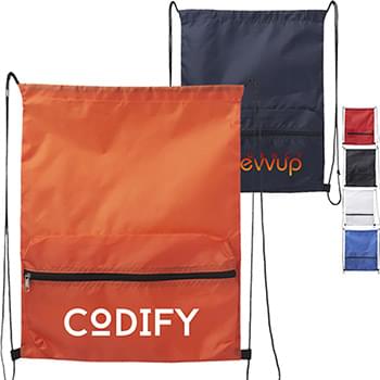 Drawstring with Front Large Zipper Pocket (14.56" x 18.11")