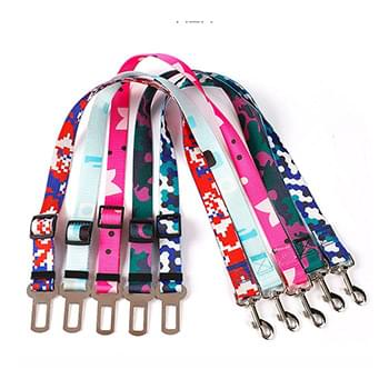 1"W x 24"L Adjustable Pet Safety Sublimation Polyester Seatbelt Leash