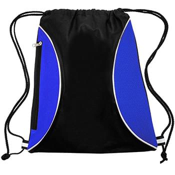 Two Color Mesh Drawstring Side Zipper Backpacks