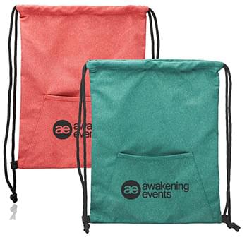Drawstring Heathered Front Pocketed Bagpacks